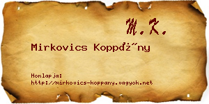 Mirkovics Koppány névjegykártya